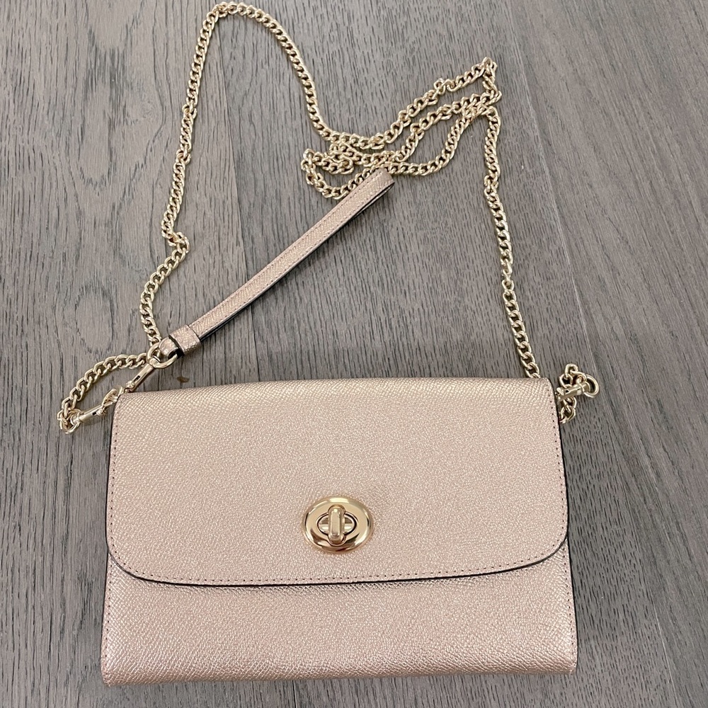 Coach Metallic Rose Gold Clutch and Crossbody
